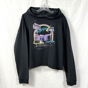 General Motors GM Hoodie Sweatshirt Women Sz S Charcoal Crop Pullover Cars Retro